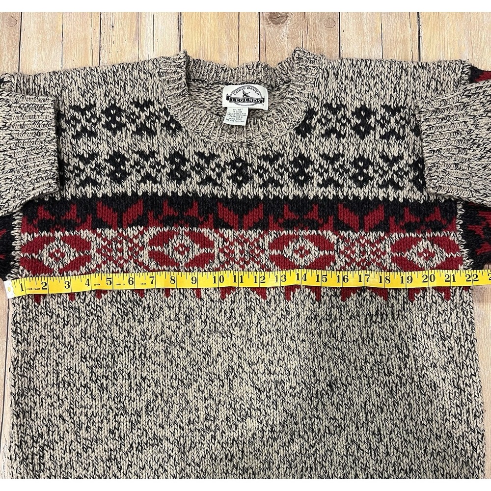 VTG Eddie Bauer Legends 100% Wool Nordic Fair Isle Sweater Brown/Oatmeal M-L - Picture 6 of 9